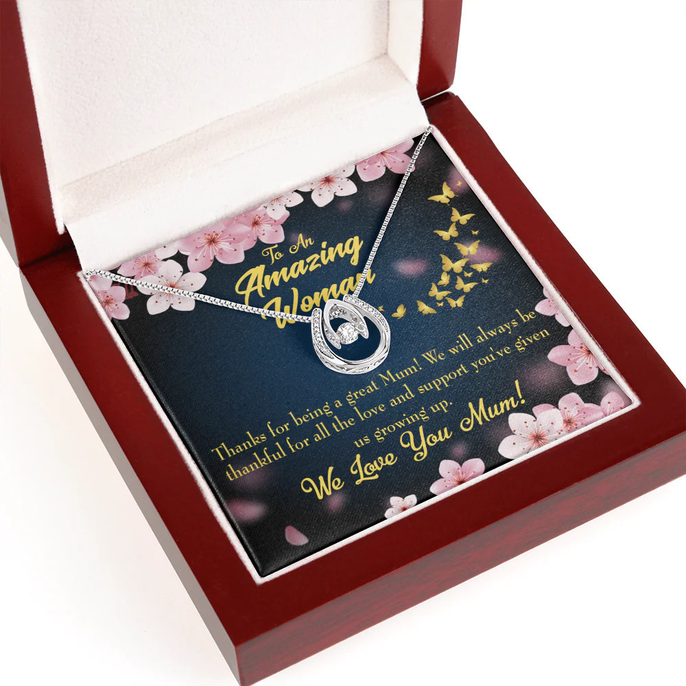 Mom Great Mum Lucky Horseshoe Necklace Luxury Box